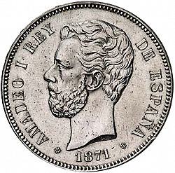 Large Obverse for 5 Pesetas 1871 coin