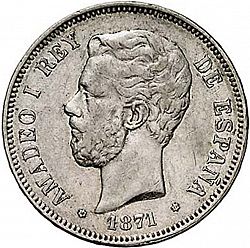 Large Obverse for 5 Pesetas 1871 coin