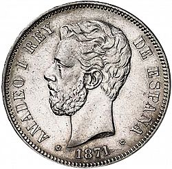 Large Obverse for 5 Pesetas 1871 coin