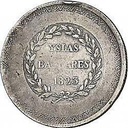 Large Obverse for 5 Pesetas 1823 coin