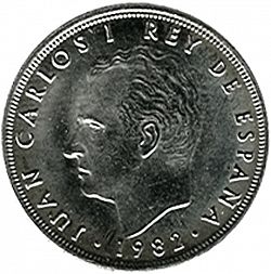 Large Obverse for 5 Pesetas 1982 coin