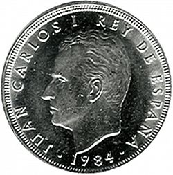 Large Obverse for 5 Pesetas 1984 coin