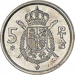 Large Reverse for 5 Pesetas 1975 coin