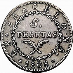 Large Reverse for 5 Pesetas 1808 coin