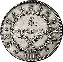 Large Reverse for 5 Pesetas 1812 coin