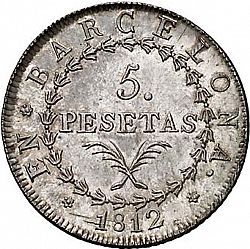 Large Reverse for 5 Pesetas 1812 coin