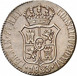 Large Obverse for 6 Cuartos 1823 coin