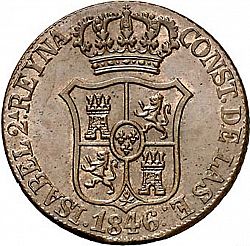 Large Obverse for 6 Cuartos 1846 coin