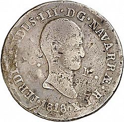 Large Obverse for 6 Maravedies 1818 coin