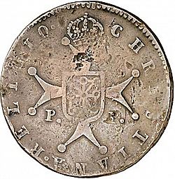 Large Reverse for 6 Maravedies 1818 coin