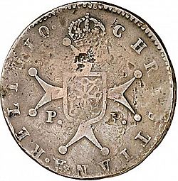 Large Reverse for 6 Maravedies 1818 coin