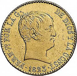 Large Obverse for 80 Reales 1823 coin