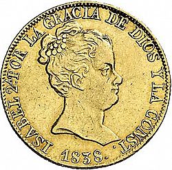 Large Obverse for 80 Reales 1838 coin
