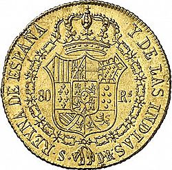 Large Reverse for 80 Reales 1835 coin