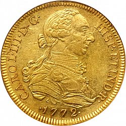 Large Obverse for 8 Escudos 1772 coin