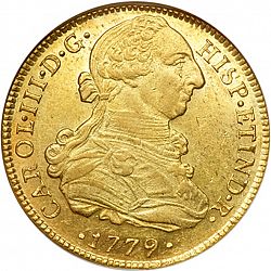 Large Obverse for 8 Escudos 1779 coin