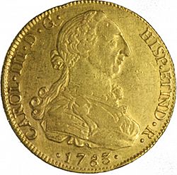 Large Obverse for 8 Escudos 1783 coin
