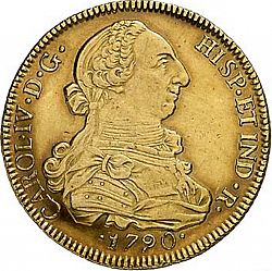 Large Obverse for 8 Escudos 1790 coin