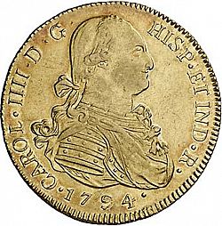 Large Obverse for 8 Escudos 1794 coin