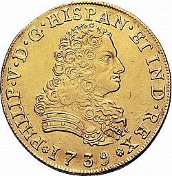 Large Obverse for 8 Escudos 1739 coin