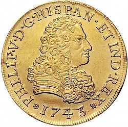 Large Obverse for 8 Escudos 1743 coin