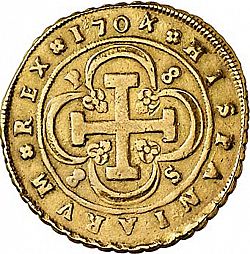 Large Reverse for 8 Escudos 1704 coin
