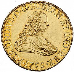 Large Obverse for 8 Escudos 1756 coin
