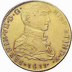 Large Obverse for 8 Escudos 1811 coin