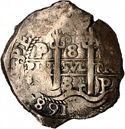 Large Obverse for 8 Reales 1684 coin