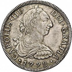 Large Obverse for 8 Reales 1772 coin