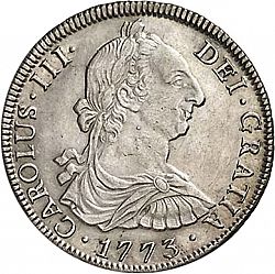 Large Obverse for 8 Reales 1773 coin