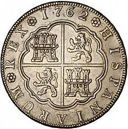 Large Reverse for 8 Reales 1762 coin