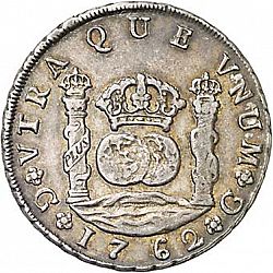 Large Reverse for 8 Reales 1762 coin