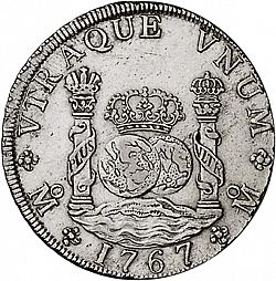 Large Reverse for 8 Reales 1767 coin