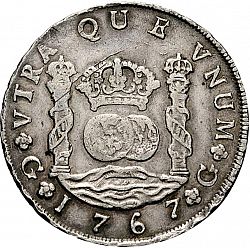 Large Reverse for 8 Reales 1767 coin