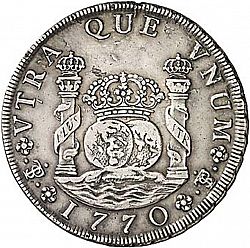 Large Reverse for 8 Reales 1770 coin
