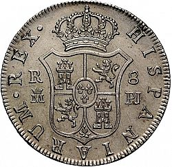 Large Reverse for 8 Reales 1782 coin