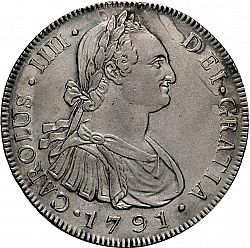 Large Obverse for 8 Reales 1791 coin