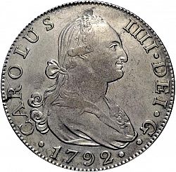 Large Obverse for 8 Reales 1792 coin