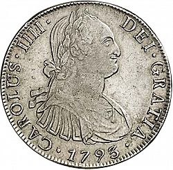 Large Obverse for 8 Reales 1793 coin
