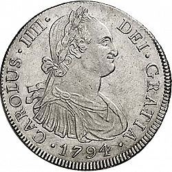 Large Obverse for 8 Reales 1794 coin
