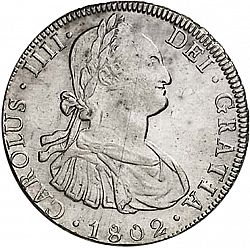 Large Obverse for 8 Reales 1802 coin