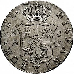 Large Reverse for 8 Reales 1802 coin