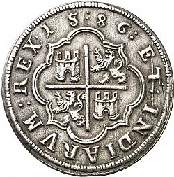Large Reverse for 8 Reales 1586 coin