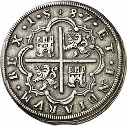 Large Reverse for 8 Reales 1587 coin