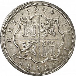Large Reverse for 8 Reales 1594 coin