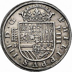 Large Obverse for 8 Reales 1614 coin