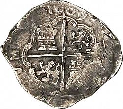 Large Reverse for 8 Reales 1609 coin