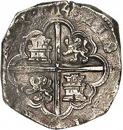 Large Reverse for 8 Reales 1615 coin