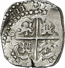 Large Reverse for 8 Reales 1619 coin